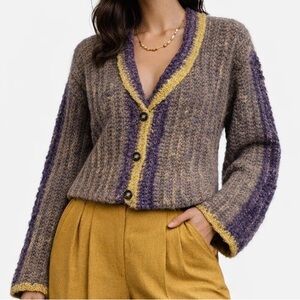 🧶 One of a kind chunky Hand Crochet Cardigan, size S